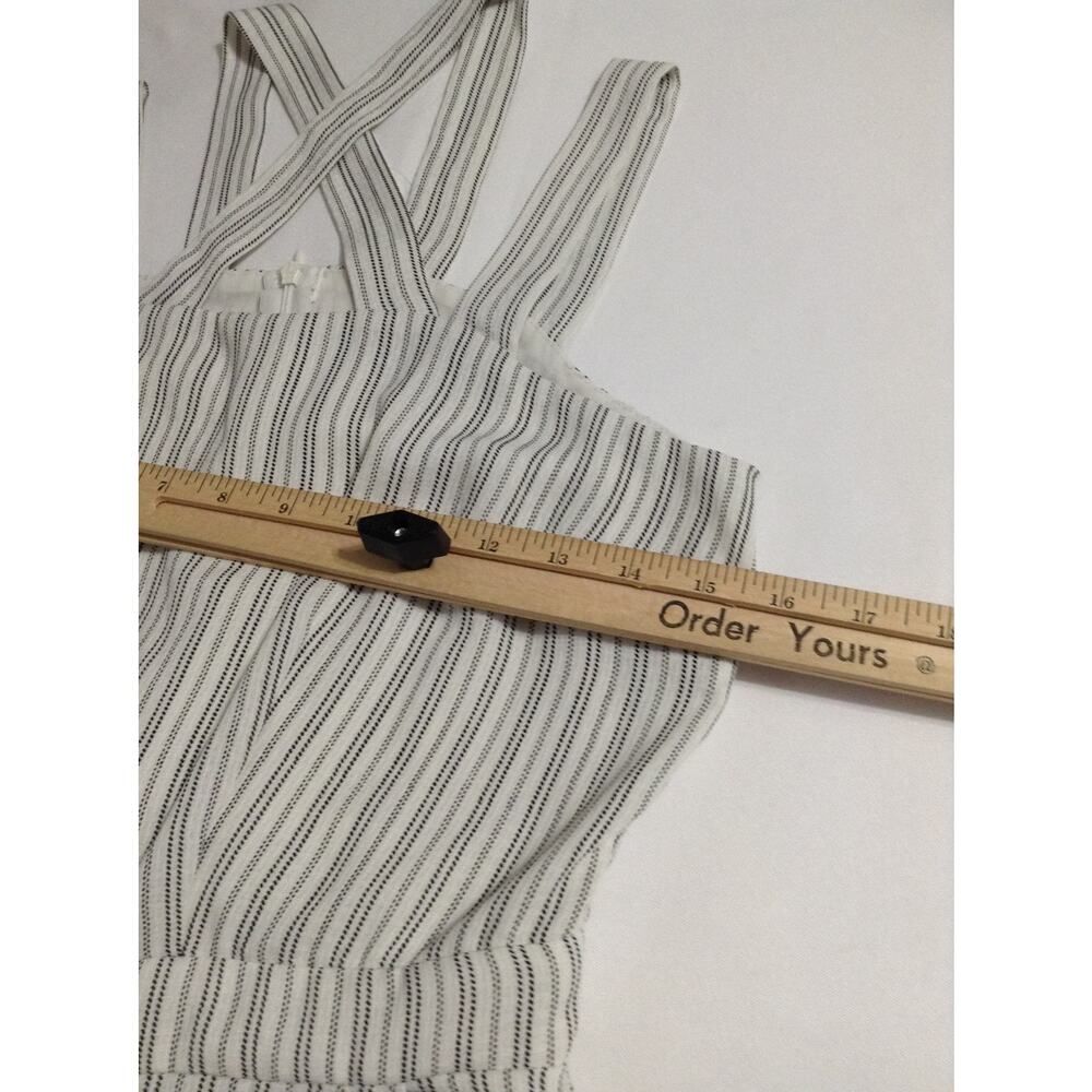 4SI3NNA Striped Wide Leg Jumpsuit S Halter Criss Cross Back Pockets White Black - Picture 7 of 16